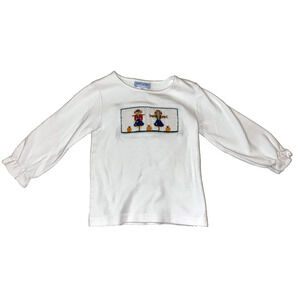 Vive La Fete Girls Smocked White Knit Fall Top Scarecrows Size 18 months L/S